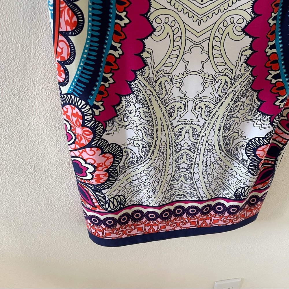 Chico’s Paisley Block Print Shift Dress Split Sleeve Multicolor Illusion-0/Small - Picture 9 of 16